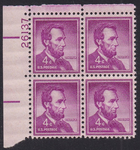 # 1036a (1954) Lincoln, Dry - PB, UL #26137, MNH [1]
