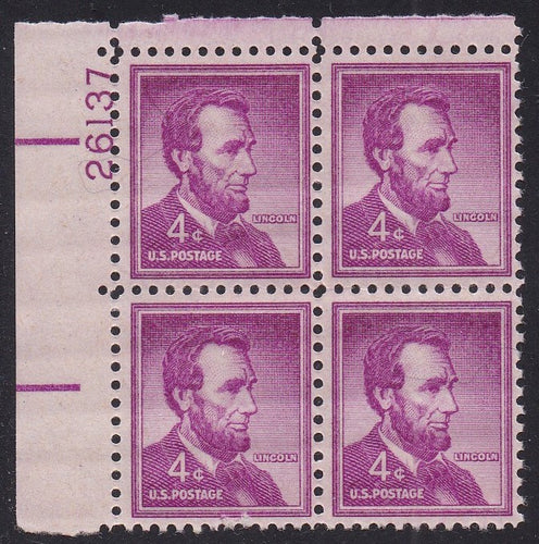 # 1036a (1954) Lincoln, Dry - PB, UL #26137, MNH [3]