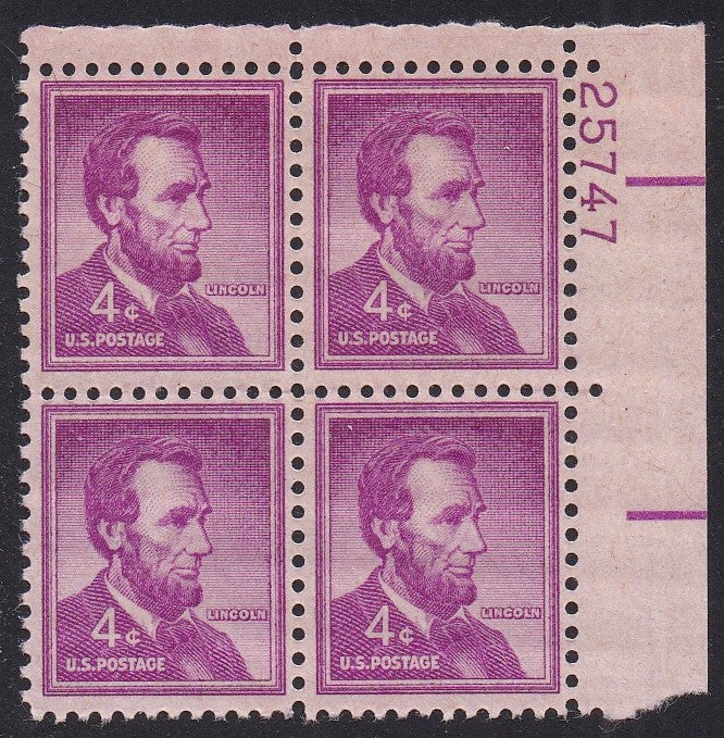 # 1036a (1954) Lincoln, Dry - PB, UR #25747, MNH [1]