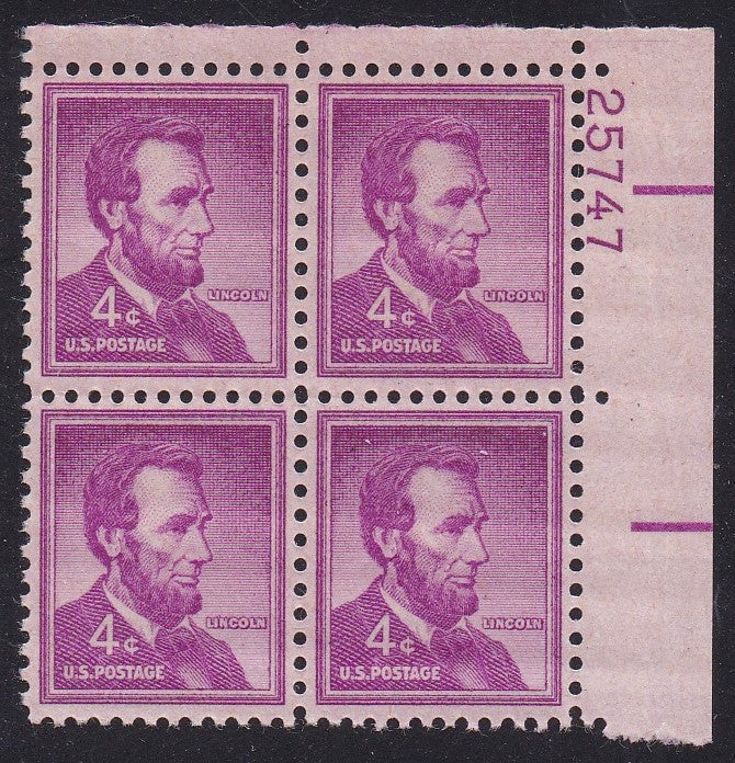 # 1036a (1954) Lincoln, Dry - PB, UR #25747, MNH [2]