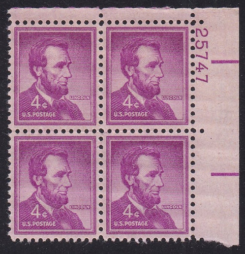 # 1036a (1954) Lincoln, Dry - PB, UR #25747, MNH [4]