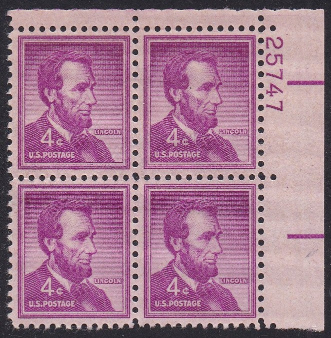 # 1036a (1954) Lincoln, Dry - PB, UR #25747, MNH [5]