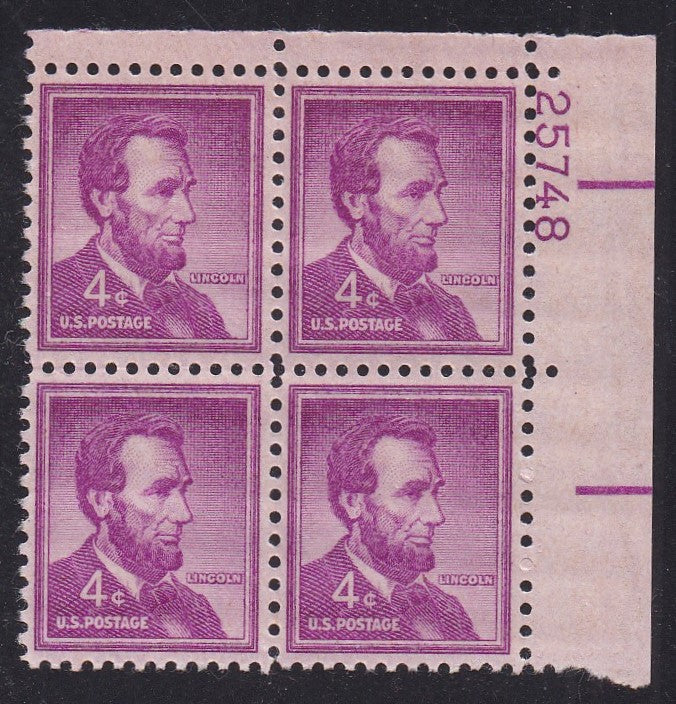 # 1036a (1954) Lincoln, Dry - PB, UR #25748, MNH [1]
