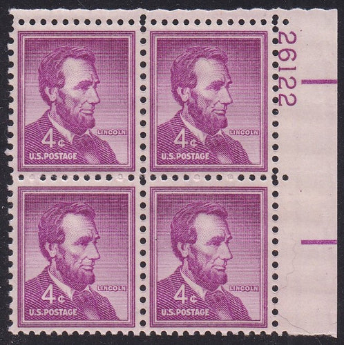 # 1036a (1954) Lincoln, Dry - PB, UR #26122, MNH [3]