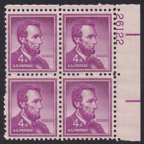 # 1036a (1954) Lincoln, Dry - PB, UR #26122, MNH [4]