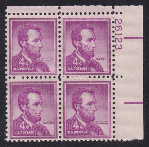 # 1036a (1954) Lincoln, Dry - PB, UR #26123, MNH [4]