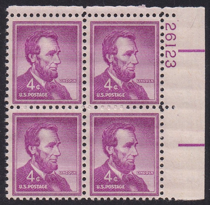 # 1036a (1954) Lincoln, Dry - PB, UR #26123, MNH [5]