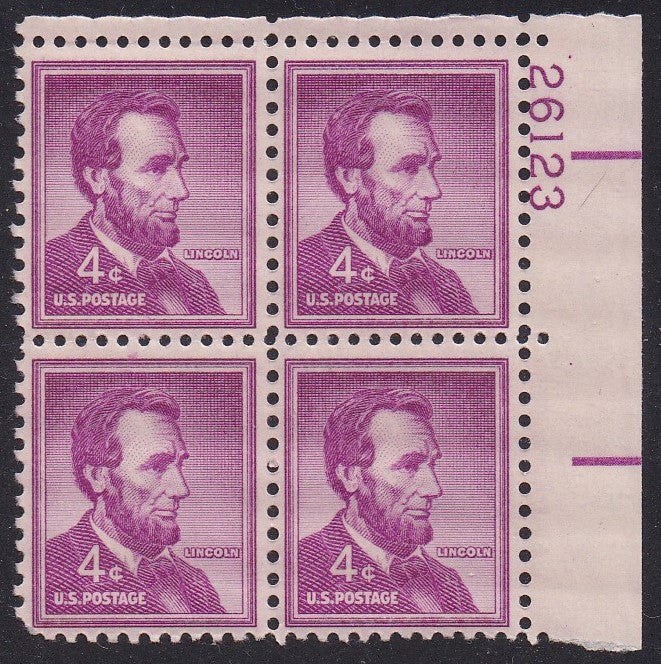 # 1036a (1954) Lincoln, Dry - PB, UR #26123, MNH [9]