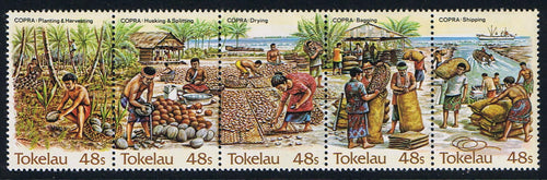 Tokelau # 103 (1984) Copra Planting to Harvest - Strip/5, MNH