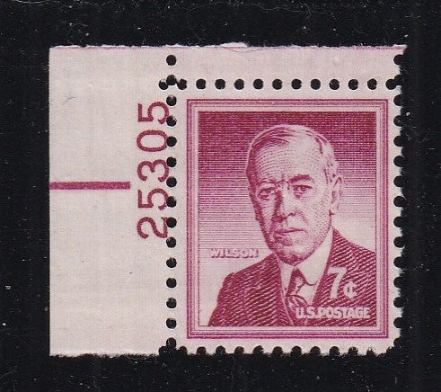 # 1040a (1956) Wilson, Dark Rose Carmine - Plt sgl, UL #25305, MNH