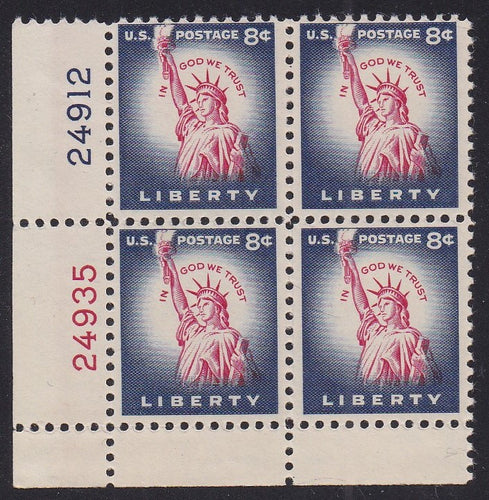 # 1041 (1954) Statue of Liberty, Flat Plate - PB, LL #24912/24935, MNH [1]