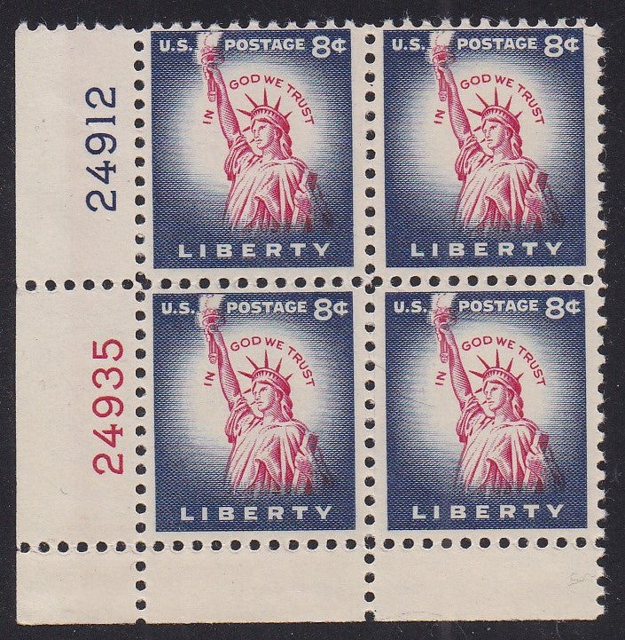# 1041 (1954) Statue of Liberty, Flat Plate - PB, LL #24912/24935, MNH [1]