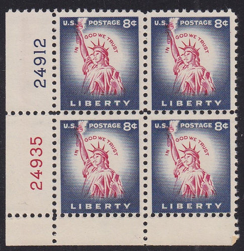 # 1041 (1954) Statue of Liberty, Flat Plate - PB, LL #24912/24935, MNH [2]