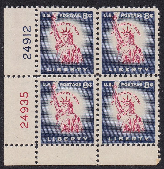 # 1041 (1954) Statue of Liberty, Flat Plate - PB, LL #24912/24935, MNH [2]