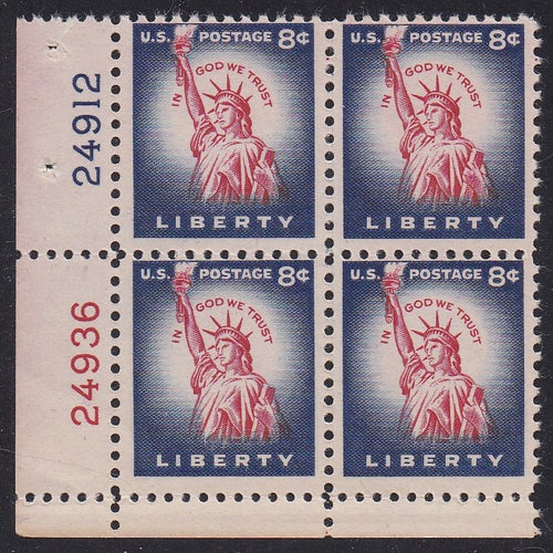 # 1041 (1954) Statue of Liberty, Flat Plate - PB, LL #24912/24936, MNH [1]