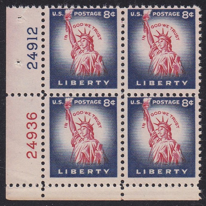 # 1041 (1954) Statue of Liberty, Flat Plate - PB, LL #24912/24936, MNH [1]