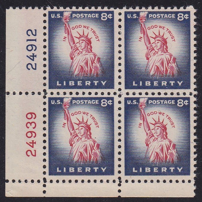 # 1041 (1954) Statue of Liberty, Flat Plate - PB, LL #24912/24939, MNH