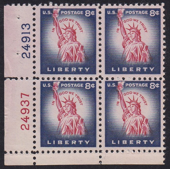 # 1041 (1954) Statue of Liberty, Flat Plate - PB, LL #24913/24937, MNH [1]