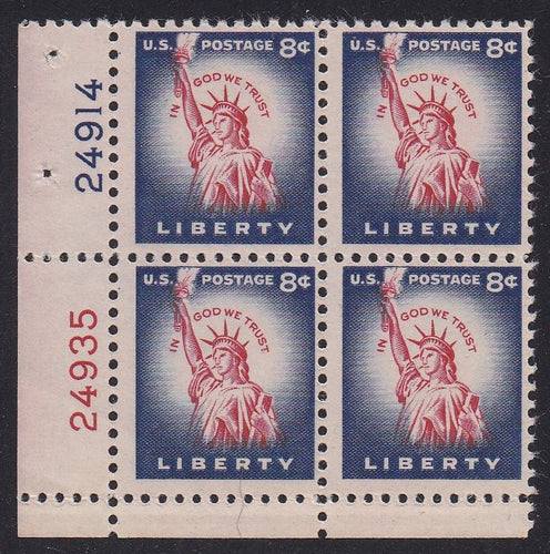 # 1041 (1954) Statue of Liberty, Flat Plate - PB, LL #24914/24935, MNH [1]
