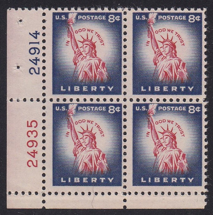 # 1041 (1954) Statue of Liberty, Flat Plate - PB, LL #24914/24935, MNH [1]