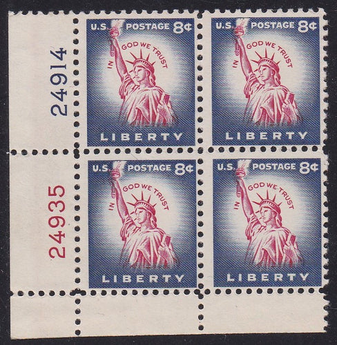 # 1041 (1954) Statue of Liberty, Flat Plate - PB, LL #24914/24935, MNH [4]