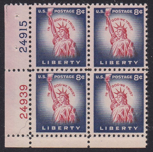 # 1041 (1954) Statue of Liberty, Flat Plate - PB, LL #24915/24939, MNH