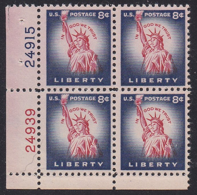 # 1041 (1954) Statue of Liberty, Flat Plate - PB, LL #24915/24939, MNH