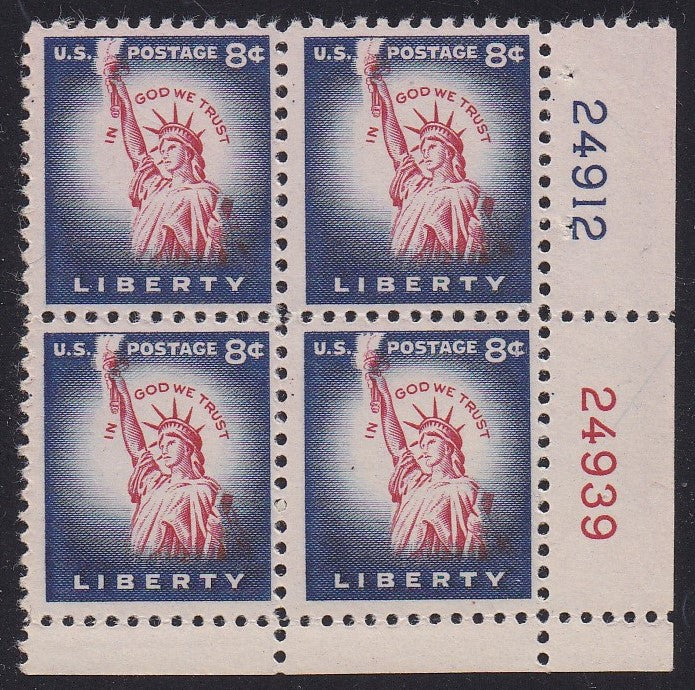 # 1041 (1954) Statue of Liberty, Flat Plate - PB, LR #24912/24939, MNH [1]