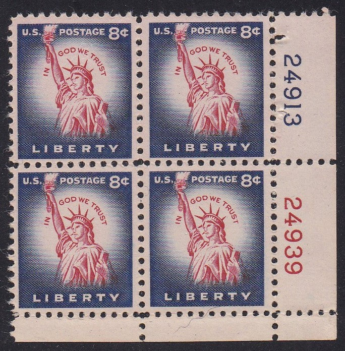 # 1041 (1954) Statue of Liberty, Flat Plate - PB, LR #24913/24939, MNH [1]