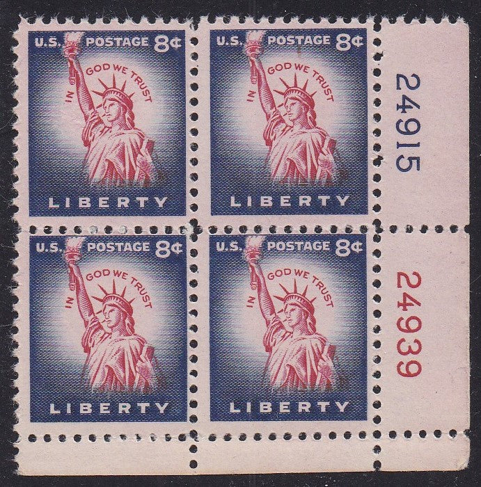 # 1041 (1954) Statue of Liberty, Flat Plate - PB, LR #24915/24939, MNH