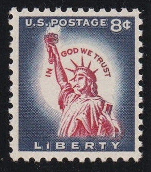 # 1042 (1958) Statue of Liberty, Redrawn - Sgl, MNH