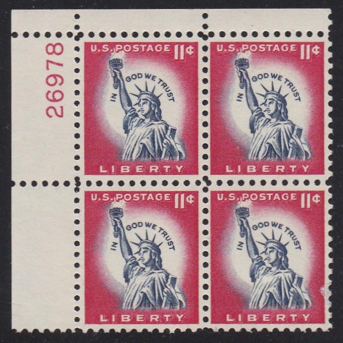 # 1044A (1961) Statue of Liberty - PB, UL #26978, MNH [1]