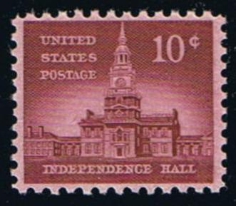# 1044 (1956) Independence Hall, Rose Lake - Sgl, MNH