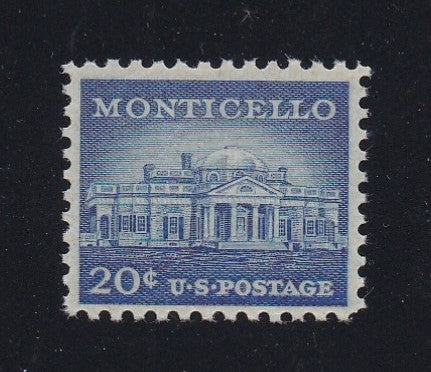 # 1047 (1956) Monticello, Ultramarine - Sgl, MNH