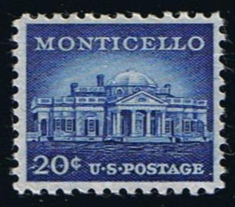 # 1047a (1956) Monticello, Deep Ultramarine - Sgl, MNH