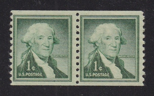 # 1054 (1954) Washington, Wet, Lg Holes - Coil pr, MNH