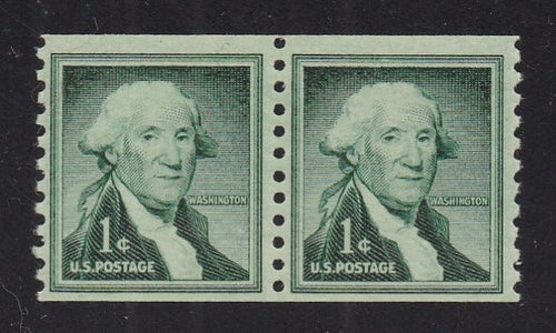 # 1054b (1957) Washington, Dry Print, Lg Holes - Coil pr, MNH