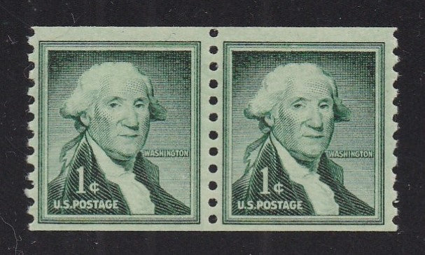 # 1054b (1957) Washington, Dry Print, Lg Holes - Coil pr, MNH