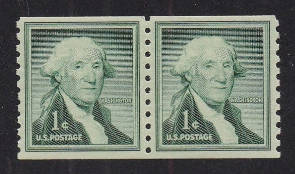 # 1054b (1960) Washington, Dry Print, Sm Holes - Coil pr, XF MNH