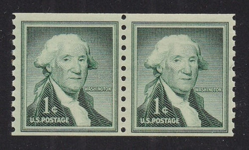 # 1054b (1960) Washington, Dry Print, Sm Holes - Coil pr, MNH