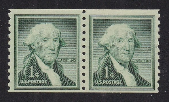 # 1054b (1960) Washington, Dry Print, Sm Holes - Coil pr, MNH