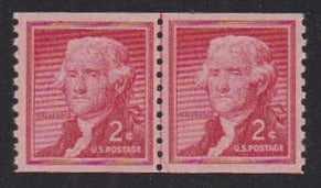 # 1055 (1954) Jefferson, Wet Print, Lg Holes - Coil LP, MNH