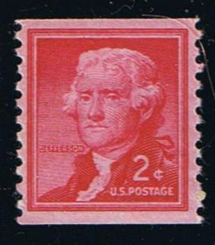 # 1055 (1954) Jefferson, Wet Print, Lg Holes - Coil sgl, MNH