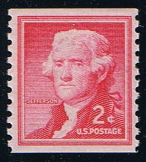 # 1055a (1961) Jefferson, Dry Print, Sm Holes - Coil sgl, MNH