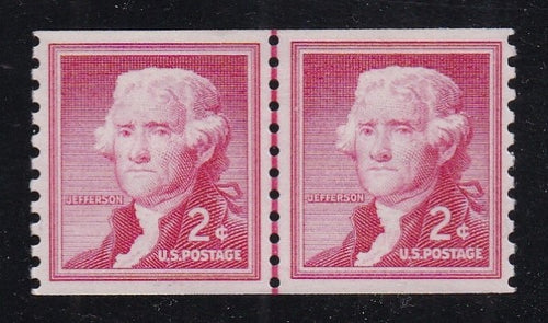 # 1055b (1968) Jefferson, Small Holes, SG, Tagged - Coil LP, XF MNH