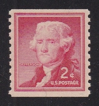 # 1055b (1968) Jefferson, Small Holes, SG, Tagged - Coil sgl, XF MNH