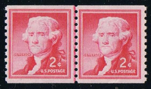 # 1055b (1968) Jefferson, Small Holes, SG, Tagged - Coil LP, MNH