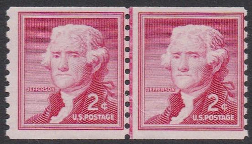 # 1055b (1968) Jefferson, Small Holes, SG, Tagged - Coil LP, Fine MNH