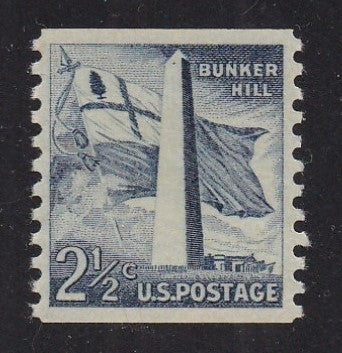# 1056 (1959) Bunker Hill, Dry Print, Lg Holes - Coil sgl, XF MNH