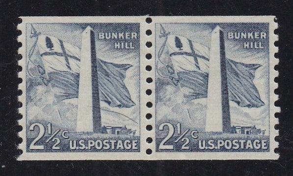 # 1056 (1959) Bunker Hill, Dry Print, Lg Holes - Coil pr, MNH